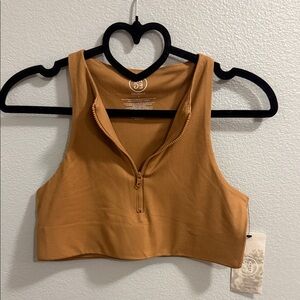 Women's Tan Zip-Up tank Top